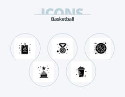 basketbal glyph icoon pak 5 icoon ontwerp. tijd. spel. kenteken. basketbal. medaille vector