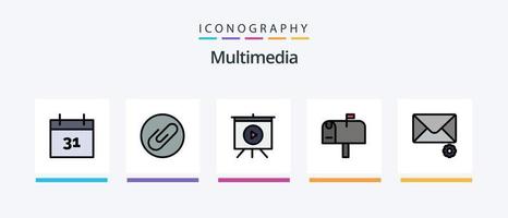 multimedia lijn gevulde 5 icoon pak inclusief . tijd. valentijn. mail. creatief pictogrammen ontwerp vector
