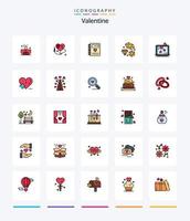 creatief Valentijn 25 lijn gevulde icoon pak zo net zo laptop. hart. . liefde. bruiloft vector