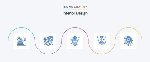 interieur ontwerp blauw 5 icoon pak inclusief versieren huis. tijd. interieur. klok. licht vector