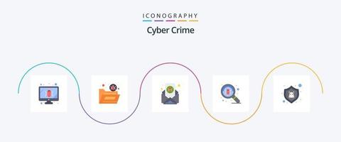 cyber misdrijf vlak 5 icoon pak inclusief virus. vind. virus. beestje. brief vector