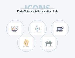 gegevens wetenschap en verzinsel laboratorium vlak icoon pak 5 icoon ontwerp. datum. analyse. laboratorium. verwerken. gereedschap vector