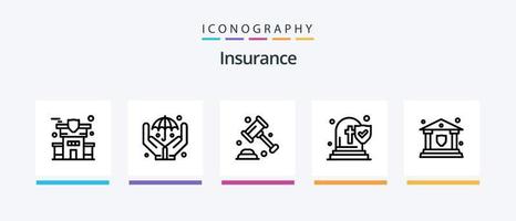 verzekering lijn 5 icoon pak inclusief beleid. document. veiligheid. doos. bescherming. creatief pictogrammen ontwerp vector