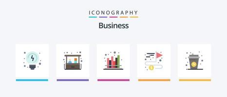 bedrijf vlak 5 icoon pak inclusief koffie. doel. economie. compleet. bereiken. creatief pictogrammen ontwerp vector