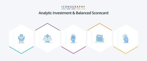 analytisch investering en evenwichtig score kaart 25 blauw icoon pak inclusief financieel. berekening. score kaart. denken. conclusie vector