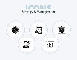 strategie en beheer glyph icoon pak 5 icoon ontwerp. profiel. rapport. groei. strategie. toren vector