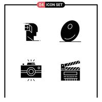 pictogram reeks van 4 gemakkelijk solide glyphs van deur camera geest olijf- retro bewerkbare vector ontwerp elementen