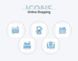 online boodschappen doen blauw icoon pak 5 icoon ontwerp. bank. winkelen. contant geld. mobiel. kar vector