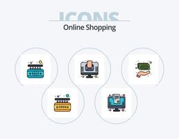 online boodschappen doen lijn gevulde icoon pak 5 icoon ontwerp. mobiel. kar. bank. krant. nieuws vector