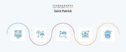 heilige Patrick blauw 5 icoon pak inclusief klaver. Iers. fortuin. hoed. Lucky vector