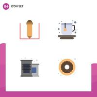 mobiel koppel vlak icoon reeks van 4 pictogrammen van potlood donut heet supermarkt snoepgoed bewerkbare vector ontwerp elementen