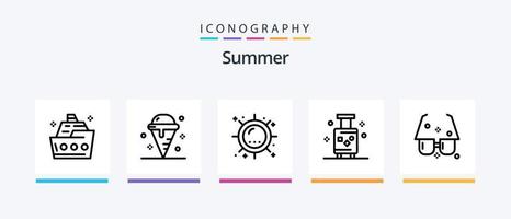 zomer lijn 5 icoon pak inclusief zomer. bord. milkshake. zoet. ijs. creatief pictogrammen ontwerp vector