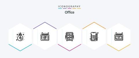 kantoor 25 lijn icoon pak inclusief dag. werk. tekenen. bedrijf. garderobe vector