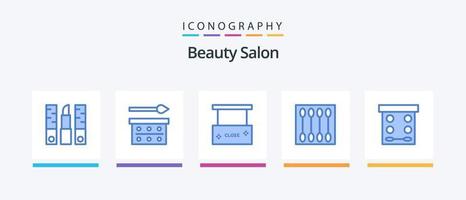 schoonheid salon blauw 5 icoon pak inclusief verzinnen. cosmetica. oog schaduw. schoonheid. dichtbij. creatief pictogrammen ontwerp vector