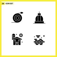 groep van 4 solide glyphs tekens en symbolen voor gebogen landbouw water gebouw boerderij bewerkbare vector ontwerp elementen