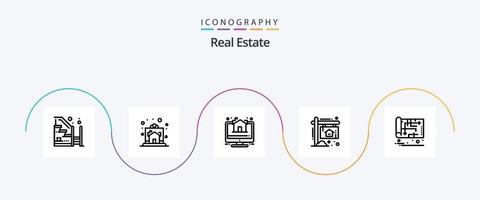 echt landgoed lijn 5 icoon pak inclusief huis. bord. huis. advertentie. eigendom vector