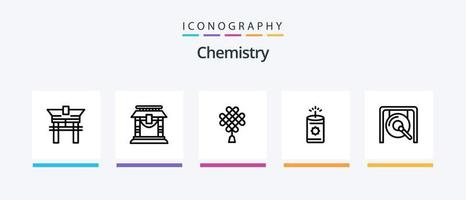 chemie lijn 5 icoon pak inclusief wetenschap. informatie. fles. atoom. Weegschaal. creatief pictogrammen ontwerp vector