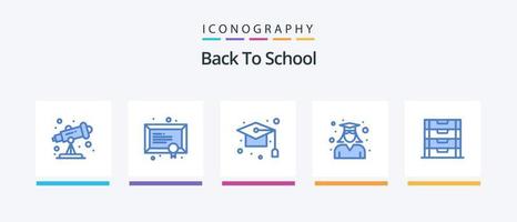 terug naar school- blauw 5 icoon pak inclusief document. school. onderwijs. diploma uitreiking. onderwijs. creatief pictogrammen ontwerp vector