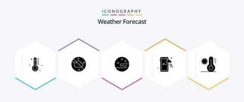 weer 25 glyph icoon pak inclusief . sneeuw. nacht. vlok. weer vector