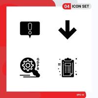 4 solide glyph concept voor websites mobiel en apps alarm checklist pijl gdpr creatief bewerkbare vector ontwerp elementen
