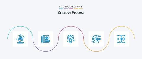 creatief werkwijze blauw 5 icoon pak inclusief . oog. lamp. werkwijze. doelwit vector
