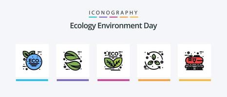 ecologie lijn gevulde 5 icoon pak inclusief zonne. accu. natuur. energie. groente. creatief pictogrammen ontwerp vector