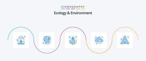 ecologie en milieu blauw 5 icoon pak inclusief item. eco. aarde. groente. co ecologie vector