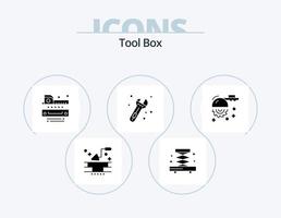 gereedschap glyph icoon pak 5 icoon ontwerp. zaag. circulaire. meten. blad. gereedschap vector