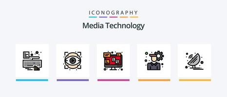 media technologie lijn gevulde 5 icoon pak inclusief vertrouwen. mobiel. film. drijfveer. netwerk. creatief pictogrammen ontwerp vector