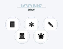 school- glyph icoon pak 5 icoon ontwerp. . potlood. onderwijs. pen. onderwijs vector