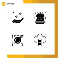 reeks van 4 modern ui pictogrammen symbolen tekens voor liefdadigheid seo hand- voedsel carrière bewerkbare vector ontwerp elementen