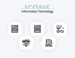 informatie technologie lijn icoon pak 5 icoon ontwerp. kennisgeving. internetten. opslag. alert. internet vector