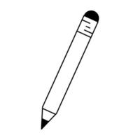potlood met gum cartoon geïsoleerd in zwart en wit vector