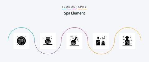 spa element glyph 5 icoon pak inclusief olie. aromatherapie. element. kaars. spa vector