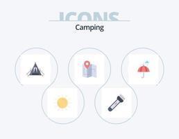 camping vlak icoon pak 5 icoon ontwerp. camping. camping. buitenshuis. kamp vector