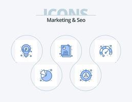 afzet en seo blauw icoon pak 5 icoon ontwerp. seo. seo rapport. seo. seo analyse. verslag doen van vector