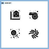 4 universeel solide glyphs reeks voor web en mobiel toepassingen blauw Kerstmis huis optocht jota bewerkbare vector ontwerp elementen