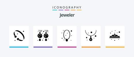 sieraden glyph 5 icoon pak inclusief ketting. edelsteen. sieraden. diamant. ornament. creatief pictogrammen ontwerp vector