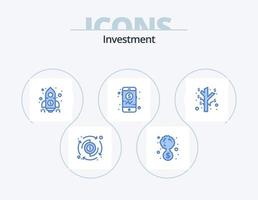 investering blauw icoon pak 5 icoon ontwerp. winst. verdiensten. financiën. mobiel. bank vector