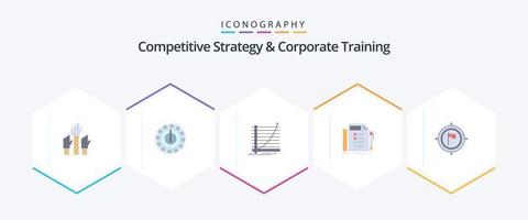 competitief strategie en zakelijke opleiding 25 vlak icoon pak inclusief plan. bedrijf. lager. doel. kromme vector