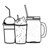 tropische smoothie drankje pictogram cartoon in zwart-wit vector