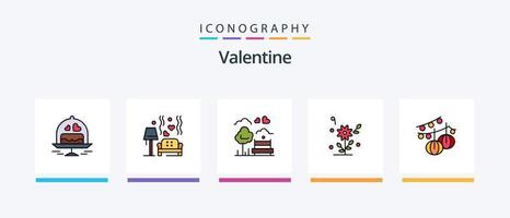 Valentijn lijn gevulde 5 icoon pak inclusief liefde. liefde. liefde. dag. valentijn. creatief pictogrammen ontwerp vector