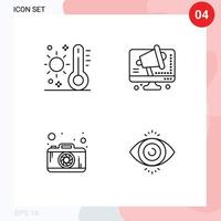 pictogram reeks van 4 gemakkelijk gevulde lijn vlak kleuren van Celsius foto thermometer conferentie fotografie bewerkbare vector ontwerp elementen