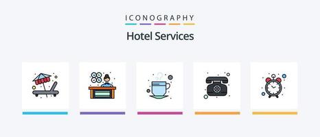 hotel Diensten lijn gevulde 5 icoon pak inclusief . manager. sleutel. dame manager. tijd. creatief pictogrammen ontwerp vector