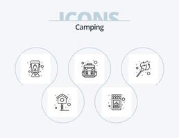 camping lijn icoon pak 5 icoon ontwerp. . plaats. kamp. GPS. voedsel ingrediënt vector