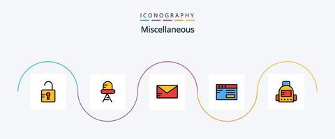 Diversen lijn gevulde vlak 5 icoon pak inclusief . onderwijs. school. school. school- vector