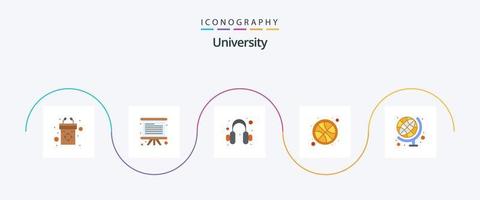 Universiteit vlak 5 icoon pak inclusief geografie. geluid. sport. basketbal vector