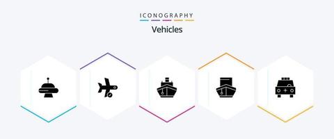 voertuigen 25 glyph icoon pak inclusief voertuigen. vervoer. gevuld. gevuld. voertuigen vector