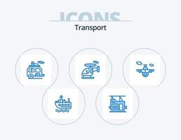 vervoer blauw icoon pak 5 icoon ontwerp. wereld. vlak. toerisme. vliegtuig. vervoer vector