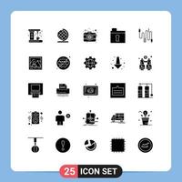 universeel icoon symbolen groep van 25 modern solide glyphs van communicatie kabel foto audio sleutelgat bewerkbare vector ontwerp elementen